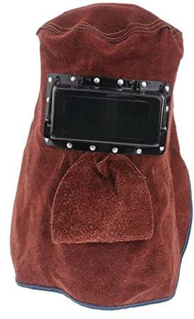 HOMSFOU Per Saldatore Automatica Cappello in Pelle Di Mucca, Protezione Viso Resistente Alte Temperature, Design Leggero Per Saldatura Professionale e Sul Lavoro