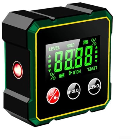 Magnetischer Winkelmesser Neigungsmesser, Digitale Wasserwaage und Winkelmesser, Typ-C Wiederaufladbare Wasserwaage mit LCD-Display, Wasserdicht