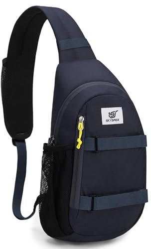 SKYSPER Axelväska stöldsäker RFID crossbody väska resa crossbody ryggsäck axel vandring rem ryggsäck, Marinblå, M