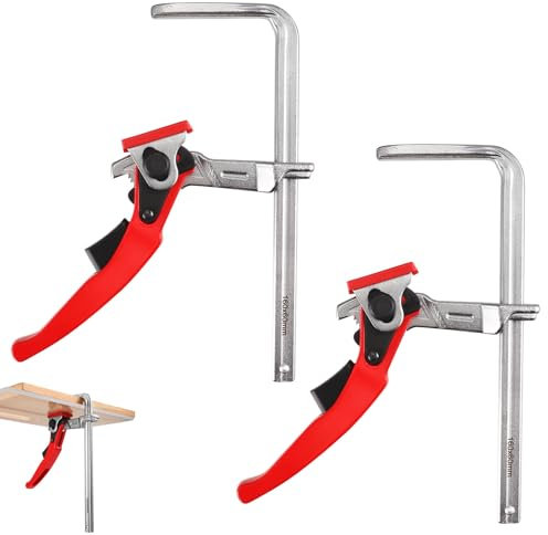 Nastopee Morsetti Falegname, 2 Pezzi Morsetto per Legno Strettoio da Falegname 160 mm Una Sola Mano Morsetto a Presa Rapida per Lavorazione del Legno Veloce Facile Bloccaggio Fissaggio Preciso