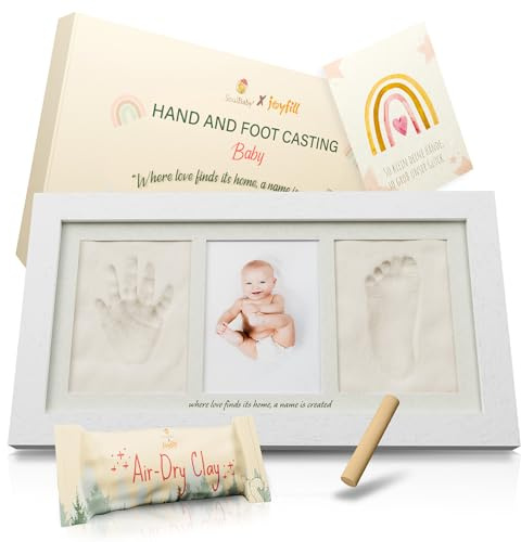 SOULBABY® Gipsabdruck Baby Hand und Fuß | zertifiziert inklusive Meilensteinkarte | Baby Gipsabdruck Set nachhaltig | Baby Abdruckset detailgetreu | Abdruckset Baby ideal als Geschenk zur Geburt