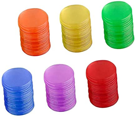 OFFIGAM Jetons De Bingo Colorés Transparents 19mm pour Jeux De Société Accessoires De Comptage 600 Pièces Marqueurs De Bingo pour Garçon Et Filles