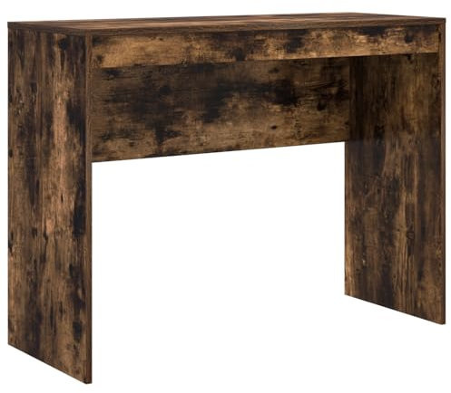 vidaXL Escritorio de Escritura de Roble Ahumado con Cajón | Tamaño Compacto de 100 x 40 x 76 cm Ideal para Casa y Oficina | Mesa Minimalista de Madera Elegante y Duradera