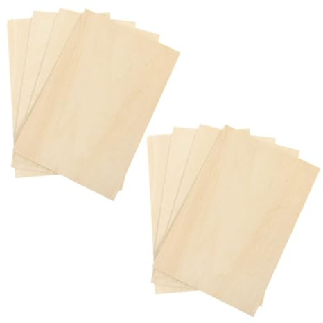 IWOWHERO 8pcs Rectangular Wood Chips Thick for DIY Crafting Unfinished Sheets for Engraving and Art Projects Suitable for Home Decor and Model Making