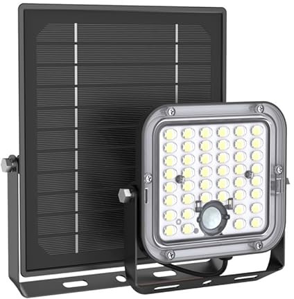 Europalamp - Proyector LED solar de 10 W, 1400 lúmenes, detector de movimiento, impermeable IP65, iluminación exterior con sensor, lámpara de seguridad autónoma para jardín, terraza, garaje