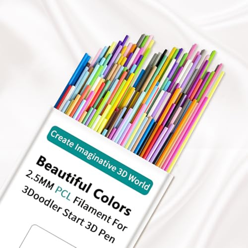 Poraceous 110 Stück 3D Stift Zubehör PCL, 22 Farben für 3D Doodler Pen Nachfüllungen, 2.5mm Stift Filament, Pla Filament, Jede Farbe 5 Stück, Niedrige Temperatur für 3Doodler Start + Pen