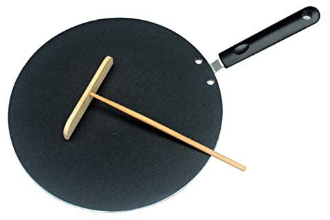 QUSYZD Poêle à crêpes antiadhésive de 1 ½ poêlon Plat avec Long Manche pour Tortillas et crêpes,