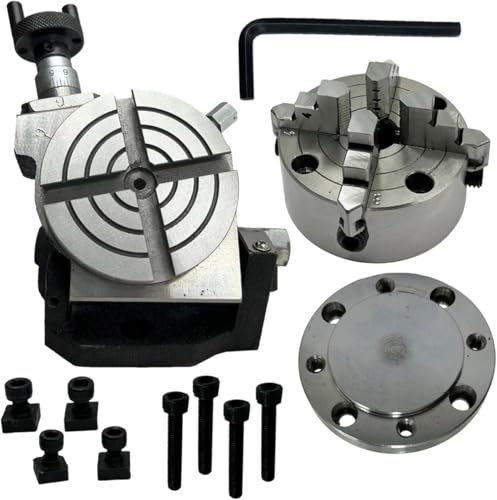 MachEL Precision 3 (80 mm) Tilting Rotary Table + 80 mm 4-Jaw Independent Chuck for Milling Machines