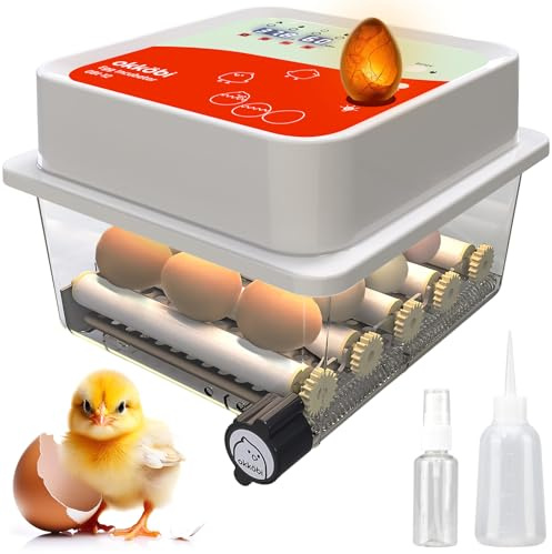 Okköbi OBI-12 Incubadora Automática – Incubadora de huevos para 12 huevos con Volteo Automático - Incubadora huevos gallina, codorniz y pato - Naranja