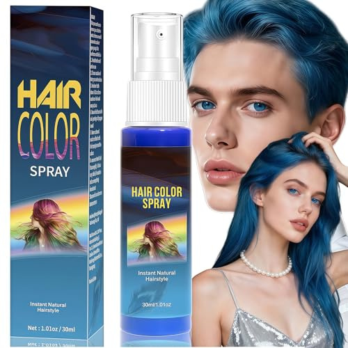 Hair Color Spray Temporary, Blue Washable Hair Dye for Instant Styling, One Time Use for Boys Girls Adults, Party Fancy Dress Cosplay Halloween Christmas (30ml)