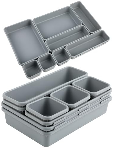 Schubladen Organizer Küche 8 Stück – Organizer Schublade aus Kunststoff, Schreibtisch Organizer & Badezimmer Organizer für Bad, Küche, Büro, praktisches Trenn-System für verschiedene Utensilien