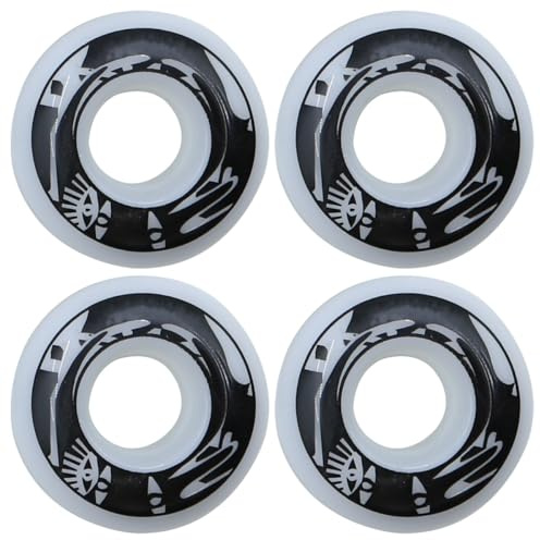 Ludom Set di 4 Ruote di Ricambio per Skateboard in PU, 54 mm, 78-85A, Bianco con Motivo
