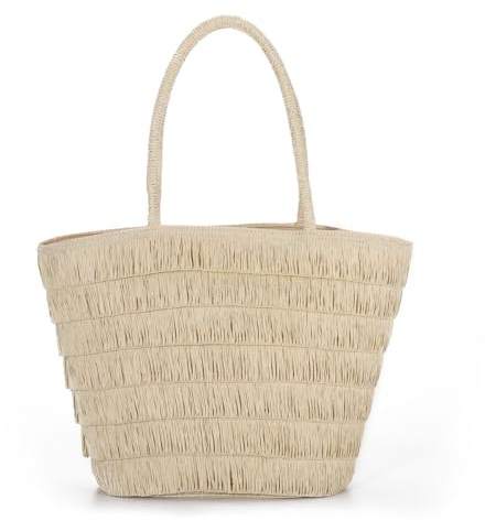 EVEOUT Bolso de hombro Paja Tejido para Mujer Bohemio Ligero Bolso Tote Rafia Sintética para Playa Vacaciones Diario de Verano