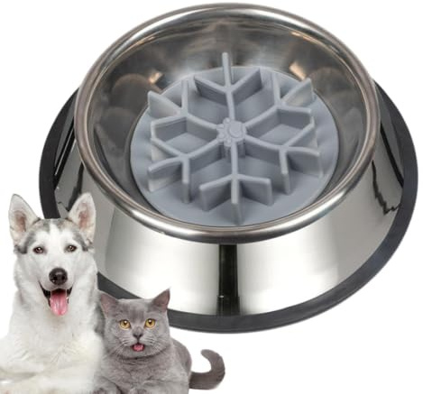 Slow Feeder for Dogs Anti-Choking Bowl | Silicone and Stainless Steel Slow Down Food Bowl for Dogs and Puppies Food