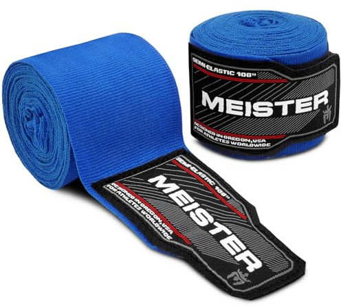 Meister Bende Semi-Elastiche Junior da 108 (274 cm) per MMA e Boxe (Coppia) - Blu
