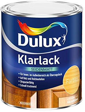 Dulux Klarlack Seidenmatt– Veredelt Ihre Holzoberflächen mit sanftem Glanz - Farblos, 750 ml