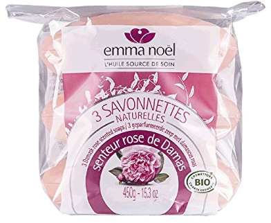 Emma Noël Savonnette parfumée Rose de Damas Cosmébio - Sachet de 3 X 150g soit 450g