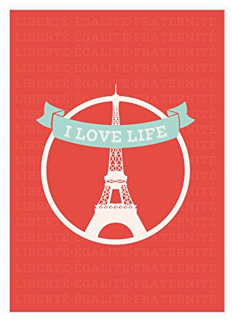 Kartenkaufrausch 8 I Love Life DIN A4 Schulhefte, Schreibhefte mit Eiffelturm, rot Lineatur 27 (liniertes Heft)