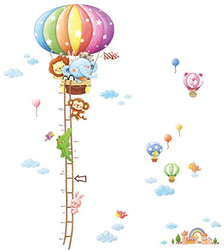 Decowall DAT-1606N Heißluftballon Höhentabelle Tiere Wandtattoo Wandsticker Wandaufkleber Wanddeko für Wohnzimmer Schlafzimmer Kinderzimmer