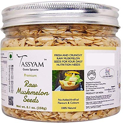 Raw Muskmelon Seeds 250gms (8.8 oz) Jar by Tassyam