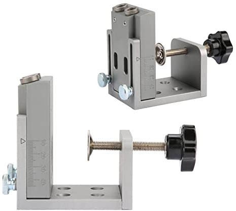 FTVOGUE Holz Doppeltaschenloch Jig Kit, Holz Locator 15° 9mm Taschenloch Bohrvorrichtung für Schraubenbohrmaschine