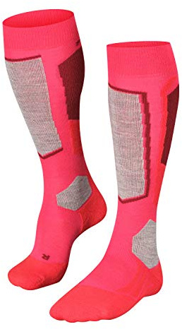 FALKE Womens Sk2 Intermediate W Kh Wool Warm Thick Skiing Socks, Red Rose 8680, 5.5-6.5 EU