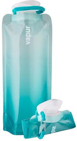 Vapur Flexible, Collapsible Wide Mouth Anti-Bottle with Detachable Carabiner, 34 Ounce, Malibu Teal, Pack of 1