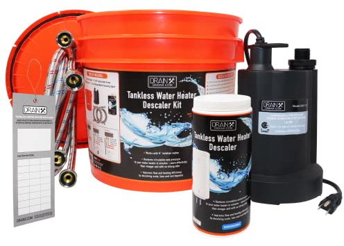 DrainX Tankless Water Heater Flush Kit with 1/6 HP Pump and Descaler