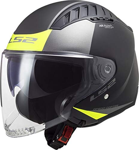 LS2, motohelm jet Copter urbane schwarzmat gelb, S