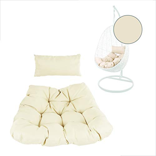Kideo® Sitzkissen für Hängesessel, Swing Chair Kissen, Ersatzkissen, Wechselkissen, waschbar, 2-teilig (Chester-Stepp, 0050 Ivory)