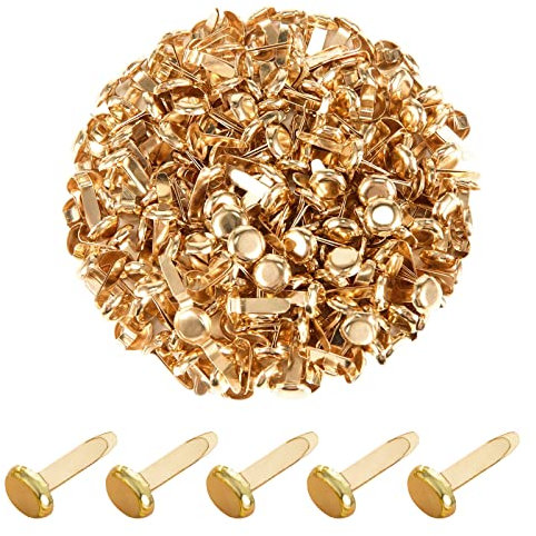 Mini Brads, Musterklammern Metall, Papierverschlüsse Splinte Rundkopfklammern für Schule Büro Scrapbooking Papier Briefklammern Basteln Handwerk DIY Kunsthandwerk, Gold (200 Stücke)