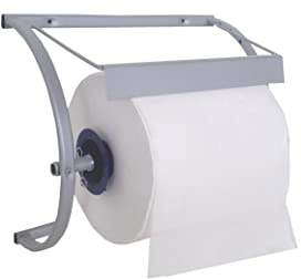 Distributeur mural industriel Tecnokit avec bobine 500 feuilles incluse, acier peint aluminium, porte-bobine robuste 29 cm, installation rapide 38x35x18h