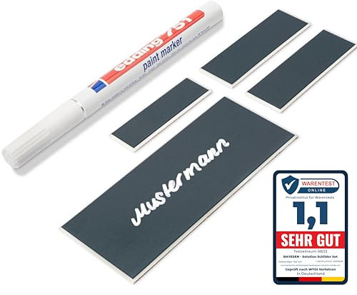 Premium Schilder Set zum Beschriften aufkleben Namensschild, Haustür Schild, Klingelschild, Briefkastenschild, Türschild, selbstklebend - + Geschenkebox & keine Werbung Aufkleber Etiketten (Anthrazit)