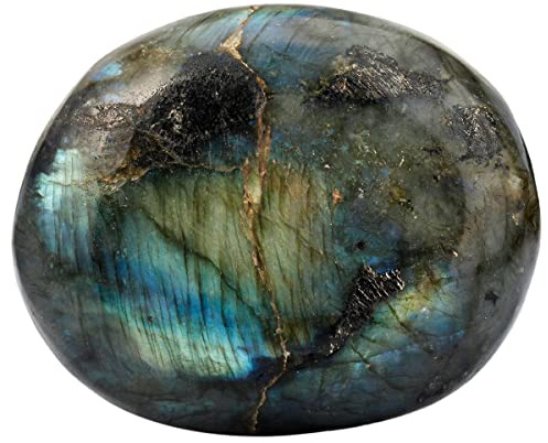 Nupuyai Labradorite Naturelle Pierre de Palme pour la Relaxation et Yoga Méditation, Pierre de Poche Polie Irrégulière pour Pierre de Collection et Reiki Chakra (100-200g)