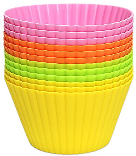 Goalfly Large Silicone Cupcake Cases, 12 Pack Reusable Non-Stick Muffin Cases, 3.5 Inch Oversized Cupcake Holder Moulds for Baking, Easy to Clean