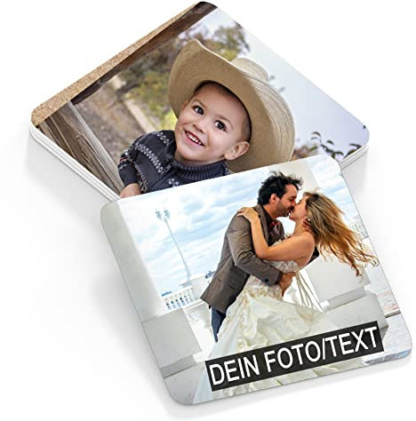 FürDich24 Personalisierte Quadratische Holzwerkstoff-Untersetzer (4er Set) in Schwarz/Weiß-fotos