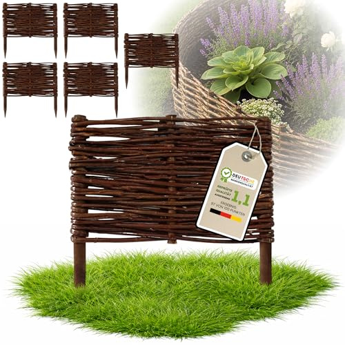 Floranica 5 Stück Beetbegrenzung Weide 20 cm x 30 cm – Rasenkante Weidengeflecht Beeteinfassung, Beetumrandung