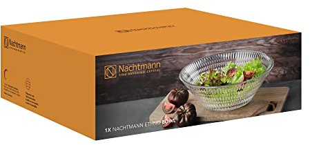 Nachtmann Ethno Glasschale, 27,5 cm, Große, runde Schale aus Kristallglas mit Schliffdekor, Ideal als Salatschüssel, Spülmaschinenfeste Servierschale, 105230 | Große, runde Schale aus Kristallglas mit Schliffdekor, Ideal als Salatschüssel, Spülmaschinenfeste Servierschale