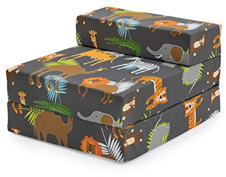 Ready Steady Bed Klappbares Kinder Schlafsofa für Kinder | Einzelner klappbarer Schlafsessel für Kinder | Bequeme Kinderzimmermöbel für Wohnzimmer und Spielzimmer (Afrika)