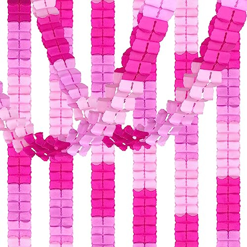 Girlanden Rosa, 6pcs Hängenden Papier Kleeblatt Girlande Rosa, Partygirlanden Papier für Mädchen Frau Geburtstag Taufe Kommunion Konfirmation Fasching Hochzeit JGA Party Deko