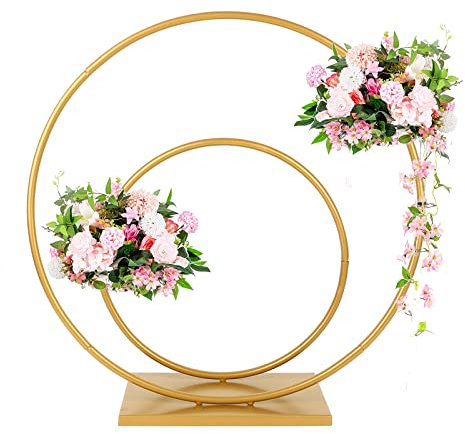 Metall Luftballon Bogen Kit, Ballons Girlande Set Runden 60+40cm Doppelter Ring Ballon Hoop,Garland Kit Ballon Kreis Rahmen Kit Gold Ballon Girlande Arch für Geburtstag Jubiläum Hochzeit Party Deko