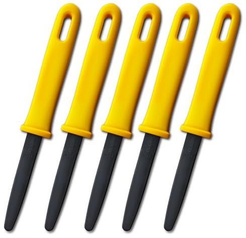 CANARY Cardboard Cutter with Non-Stick Coated Blade - 7.5 Box Cutter Utility Knife for Breaking Down Boxes & Opening Packages - Made in Japan, Yellow (Bulk 5-Pack)