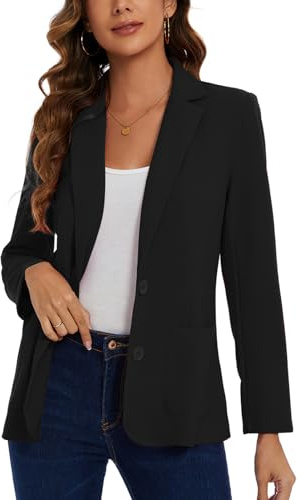 MINTLIMIT Womens Blazer Suit Buttons Blazers Suit Notched Lapel Jacket Formal Elegant (Black S)