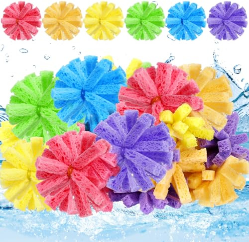 Sunnychicc 24 Pcs Summer Reusable Water Balls for Outdoor Water Games Outdoor Toys and Games Pool Toys Sponge Bomb Toss for Adults Teens Boys Girls Pool Beach Backyard Fun Trampoline Activities