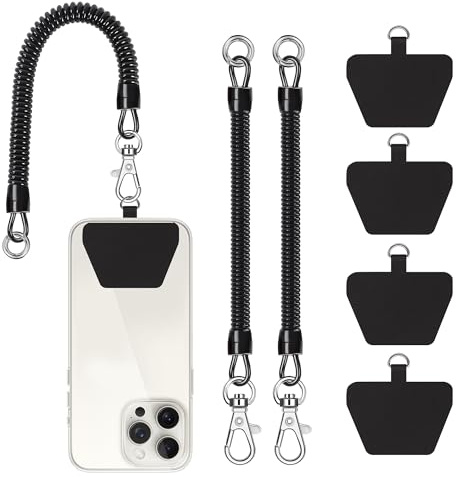COCASES Chaîne de Téléphone Portable avec Câble Spiralé Flexible, Porte-clés Longe Universel Compatible avec iPhone/Samsung/Huawei