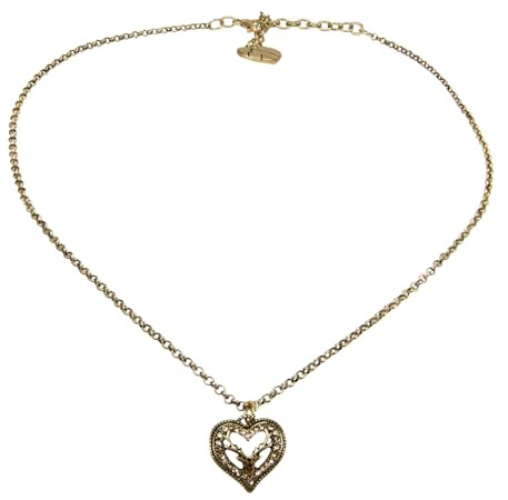 Alpenflüstern Trachtenkette Metall-Halskette Strassherz-Hirsch - Damen-Trachtenschmuck, Dirndlkette DHK265