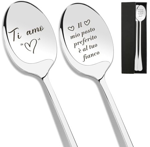 Regalo San Valentino, Regalo San Valentino per Lei, Regalo Natale Fidanzato, Regalo Fidanzato Natale, Regali Anniversario, Regali Coppia, Amore Regalo, 2pcs Cucchiaini da Caffè Acciaio Inossidabile