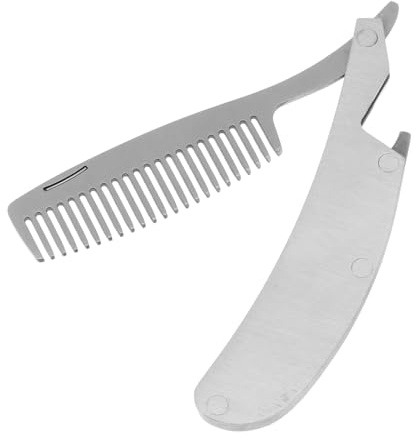 PAMINGONO Faltbarer Herren Bartkamm Aus Edelstahl Antistatisch Tragbar Für Bart Haarstyling Glatte Zinken Für Einfaches Kämmen Für Diy Frisuren Und Tägliche Pflege