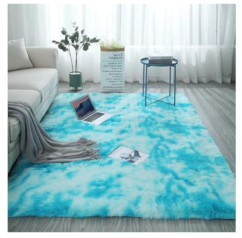 GOUSANG Tappeto in Finta Pelle di Pecora-Agnello 80 x 120 cm Sintetica Tappeto Vello Morbido e Antiscivolo per Salotto, Camera da Letto, Corridoio, Cucina, Blu Cielo