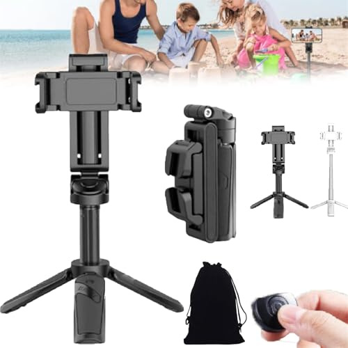Yanobia Elevopro Vlogger Pro 3-in-1 Mini Phone Grip, 360° Adjustable Selfie Stick Tripod with Detachable Remote, Black